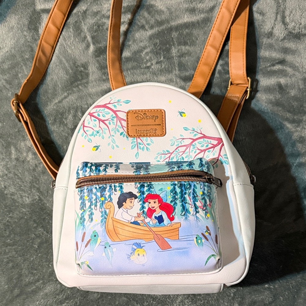 Loungefly The Little Mermaid Disney Ariel and Eric light blue mini Backpack nwot